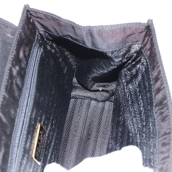 PRADA Hand Bag Nylon Black gold Auth 158131