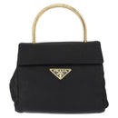 PRADA Hand Bag Nylon Black gold Auth 158131-13
