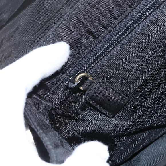 PRADA Hand Bag Nylon Black gold Auth 158131