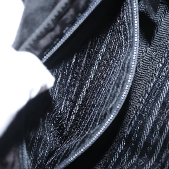 PRADA Hand Bag Nylon Black gold Auth 158131