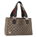 GUCCI GG Canvas Web Sherry Line Tote Bag Beige Green Red 115810 Auth 158134-1