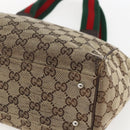 GUCCI GG Canvas Web Sherry Line Tote Bag Beige Green Red 115810 Auth 158134-9