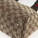 GUCCI GG Canvas Web Sherry Line Tote Bag Beige Green Red 115810 Auth 158134-15