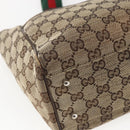 GUCCI GG Canvas Web Sherry Line Tote Bag Beige Green Red 115810 Auth 158134-16