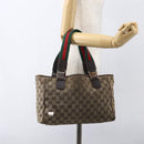 GUCCI GG Canvas Web Sherry Line Tote Bag Beige Green Red 115810 Auth 158134-23