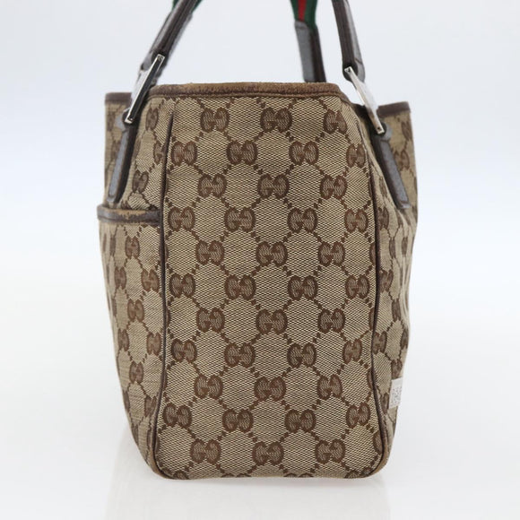 GUCCI GG Canvas Web Sherry Line Tote Bag Beige Green Red 115810 Auth 158134