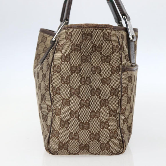 GUCCI GG Canvas Web Sherry Line Tote Bag Beige Green Red 115810 Auth 158134