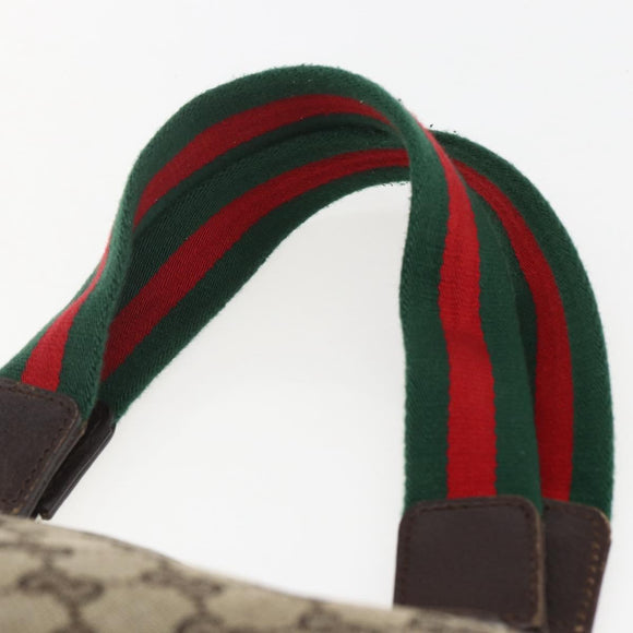 GUCCI GG Canvas Web Sherry Line Tote Bag Beige Green Red 115810 Auth 158134