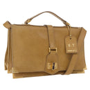 FENDI Hand Bag Leather 2way Brown Gold Auth 158141-1