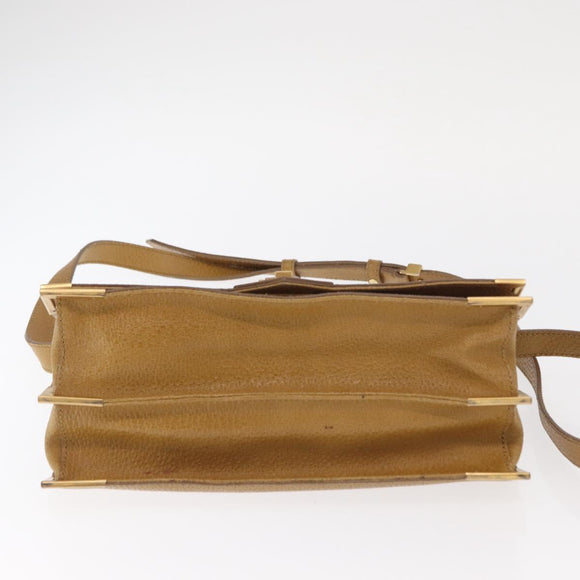 FENDI Hand Bag Leather 2way Brown Gold Auth 158141
