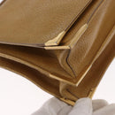 FENDI Hand Bag Leather 2way Brown Gold Auth 158141-9