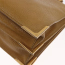 FENDI Hand Bag Leather 2way Brown Gold Auth 158141-18