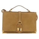 FENDI Hand Bag Leather 2way Brown Gold Auth 158141-13