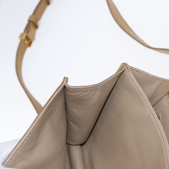FENDI Hand Bag Leather 2way Brown Gold Auth 158141