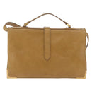 FENDI Hand Bag Leather 2way Brown Gold Auth 158141-2