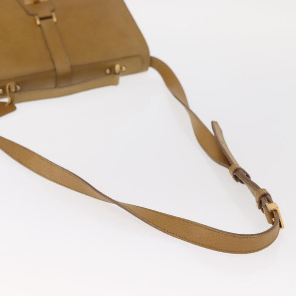 FENDI Hand Bag Leather 2way Brown Gold Auth 158141