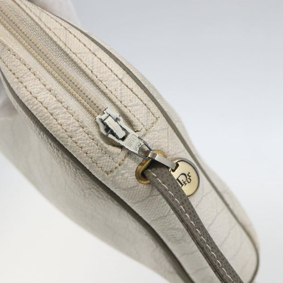 Christian Dior Honeycomb Canvas Shoulder Bag PVC Gold White Auth 158146