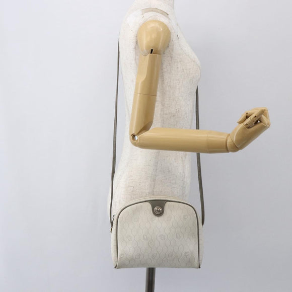 Christian Dior Honeycomb Canvas Shoulder Bag PVC Gold White Auth 158146