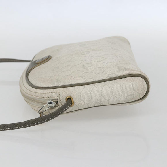 Christian Dior Honeycomb Canvas Shoulder Bag PVC Gold White Auth 158146