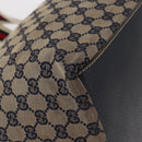 GUCCI GG Canvas Sherry Line Tote Bag Navy 131230 Auth 158147-10