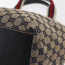 GUCCI GG Canvas Sherry Line Tote Bag Navy 131230 Auth 158147-13