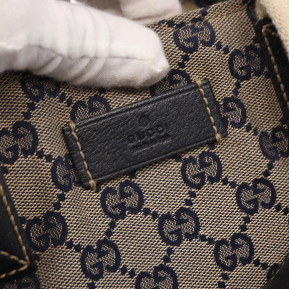 GUCCI GG Canvas Sherry Line Tote Bag Navy 131230 Auth 158147