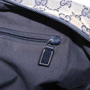 GUCCI GG Canvas Sherry Line Tote Bag Navy 131230 Auth 158147-20