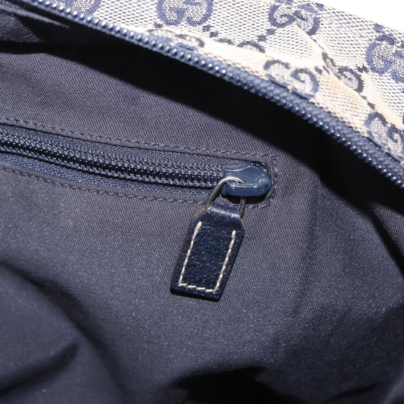 GUCCI GG Canvas Sherry Line Tote Bag Navy 131230 Auth 158147