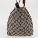 GUCCI GG Canvas Sherry Line Tote Bag Navy 131230 Auth 158147-5
