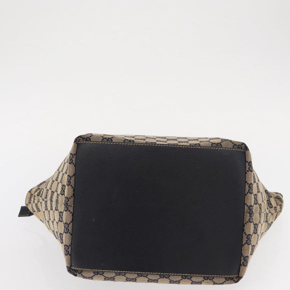 GUCCI GG Canvas Sherry Line Tote Bag Navy 131230 Auth 158147