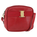 Salvatore Ferragamo Vala Shoulder Bag Leather Red Gold Auth 158148-1