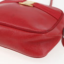 Salvatore Ferragamo Vala Shoulder Bag Leather Red Gold Auth 158148-9