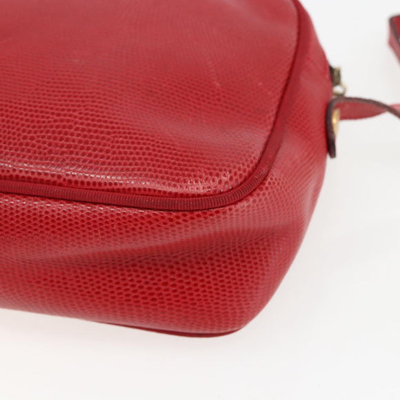 Salvatore Ferragamo Vala Shoulder Bag Leather Red Gold Auth 158148