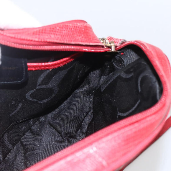 Salvatore Ferragamo Vala Shoulder Bag Leather Red Gold Auth 158148