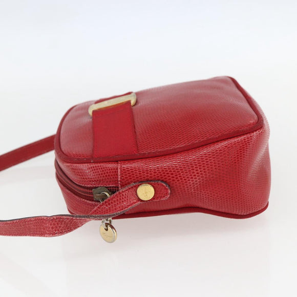 Salvatore Ferragamo Vala Shoulder Bag Leather Red Gold Auth 158148