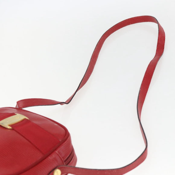 Salvatore Ferragamo Vala Shoulder Bag Leather Red Gold Auth 158148