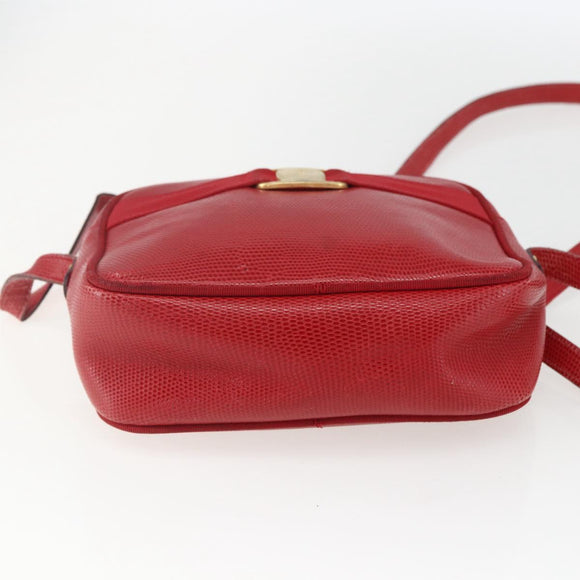 Salvatore Ferragamo Vala Shoulder Bag Leather Red Gold Auth 158148