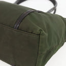 PRADA Hand Bag Nylon Khaki Silver Auth 158149-8