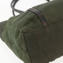 PRADA Hand Bag Nylon Khaki Silver Auth 158149-15