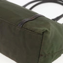 PRADA Hand Bag Nylon Khaki Silver Auth 158149-16