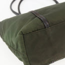 PRADA Hand Bag Nylon Khaki Silver Auth 158149-17