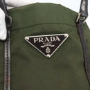PRADA Hand Bag Nylon Khaki Silver Auth 158149-18