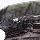 PRADA Hand Bag Nylon Khaki Silver Auth 158149-20