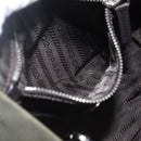 PRADA Hand Bag Nylon Khaki Silver Auth 158149-23