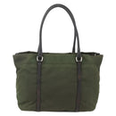 PRADA Hand Bag Nylon Khaki Silver Auth 158149-2