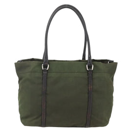 PRADA Hand Bag Nylon Khaki Silver Auth 158149 - 0