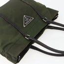 PRADA Hand Bag Nylon Khaki Silver Auth 158149-6