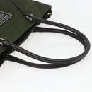 PRADA Hand Bag Nylon Khaki Silver Auth 158149-7