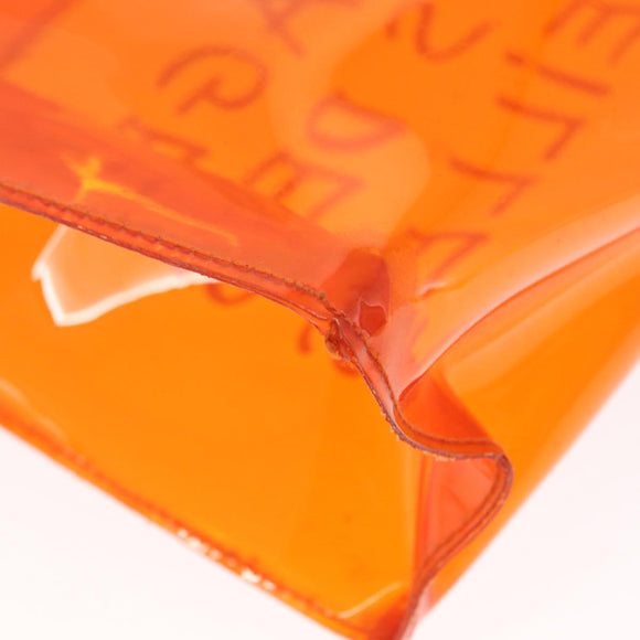 HERMES Vinyl Kelly Hand Bag Vinyl Orange Auth 158157