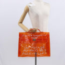 HERMES Vinyl Kelly Hand Bag Vinyl Orange Auth 158157-19